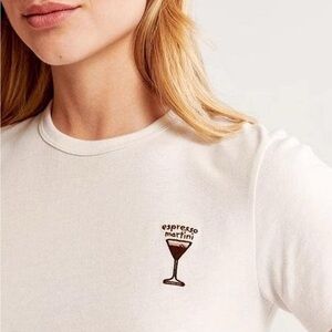 A&F Women's White Graphic Tee Espresso Martini